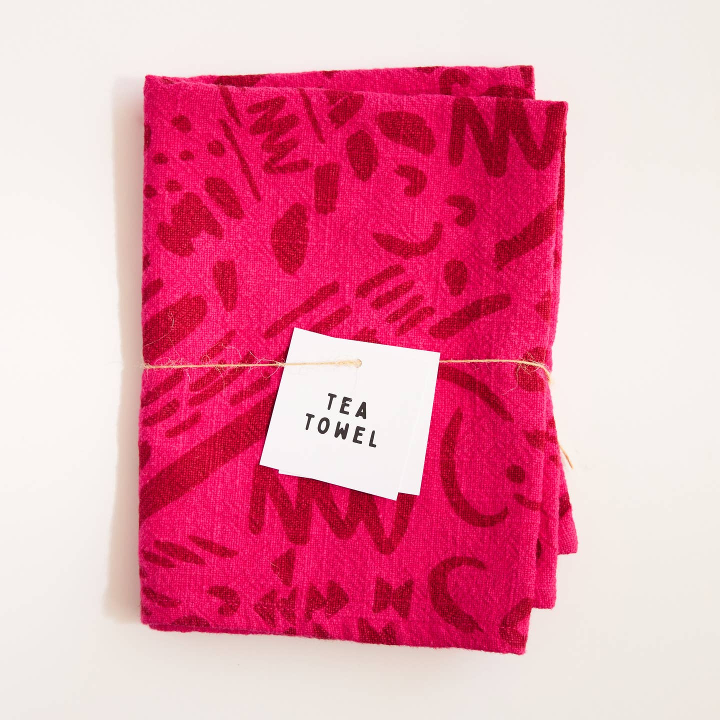 Dashes Tea Towel / Brick + Hot Pink