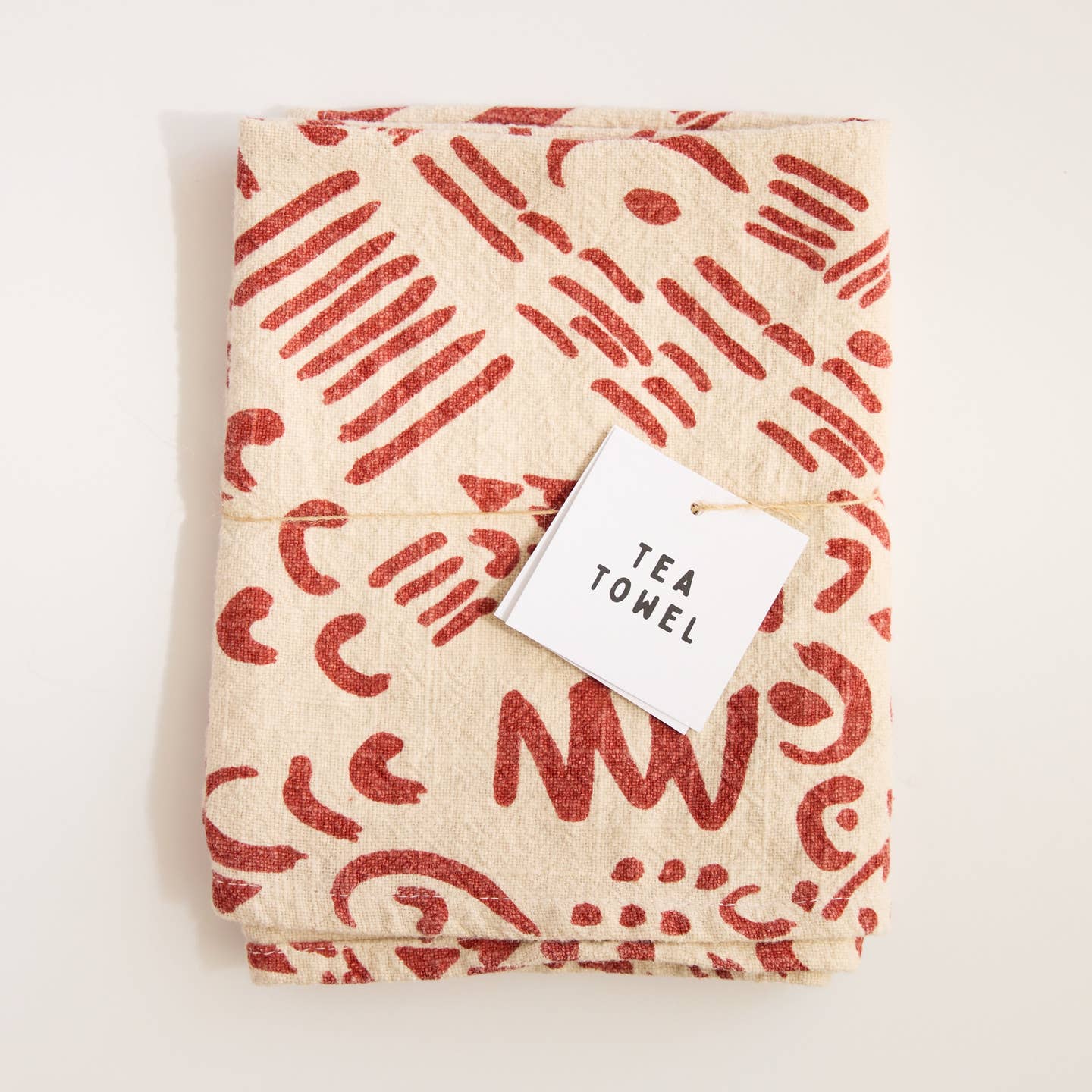 Dashes Tea Towel / Brick + Cream