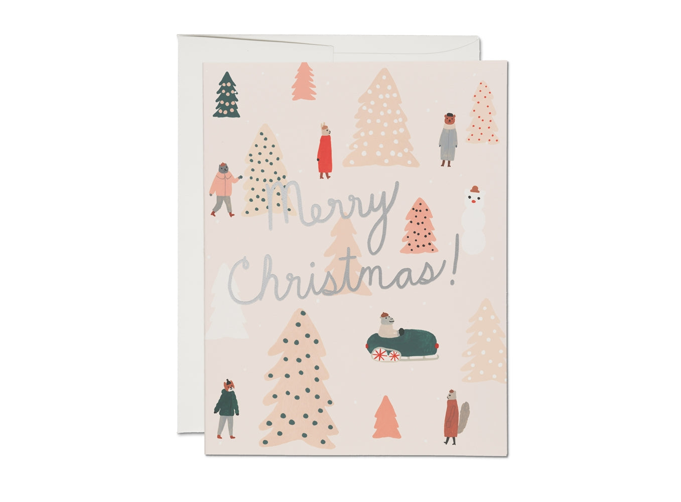 Pink Christmas Town Card