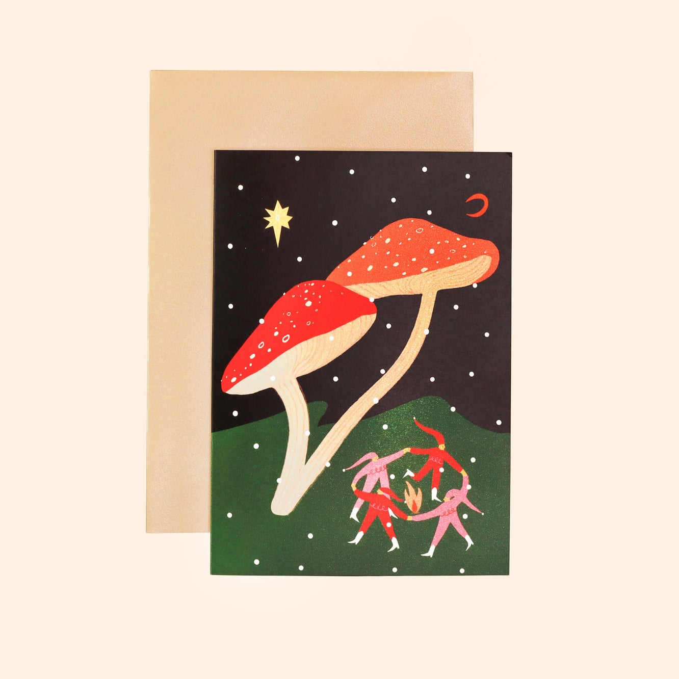 Mushroom Elves Greeting Card