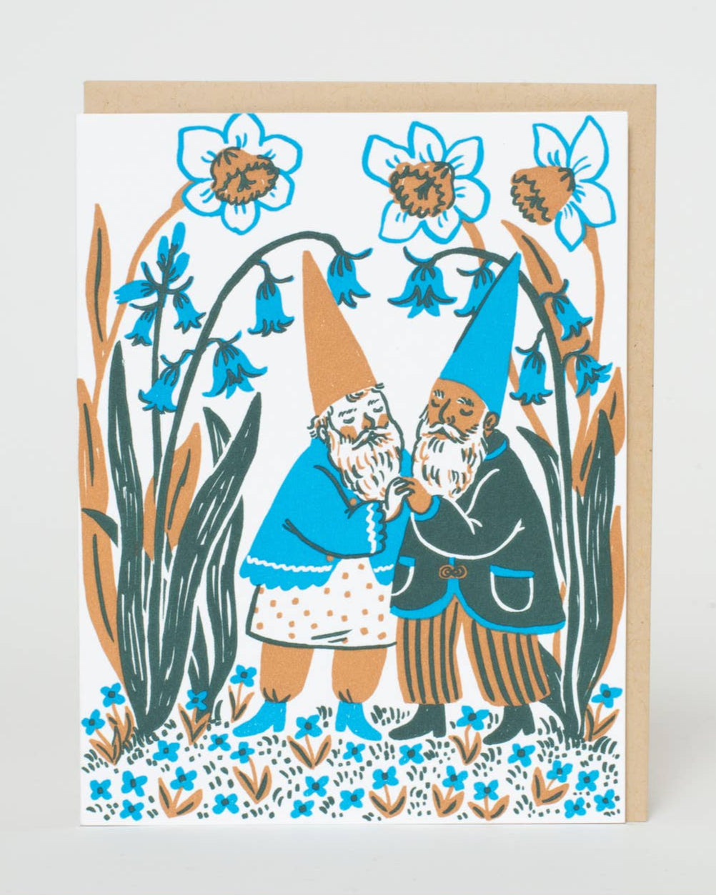 Hugging Blue Gnomes Greeting Card