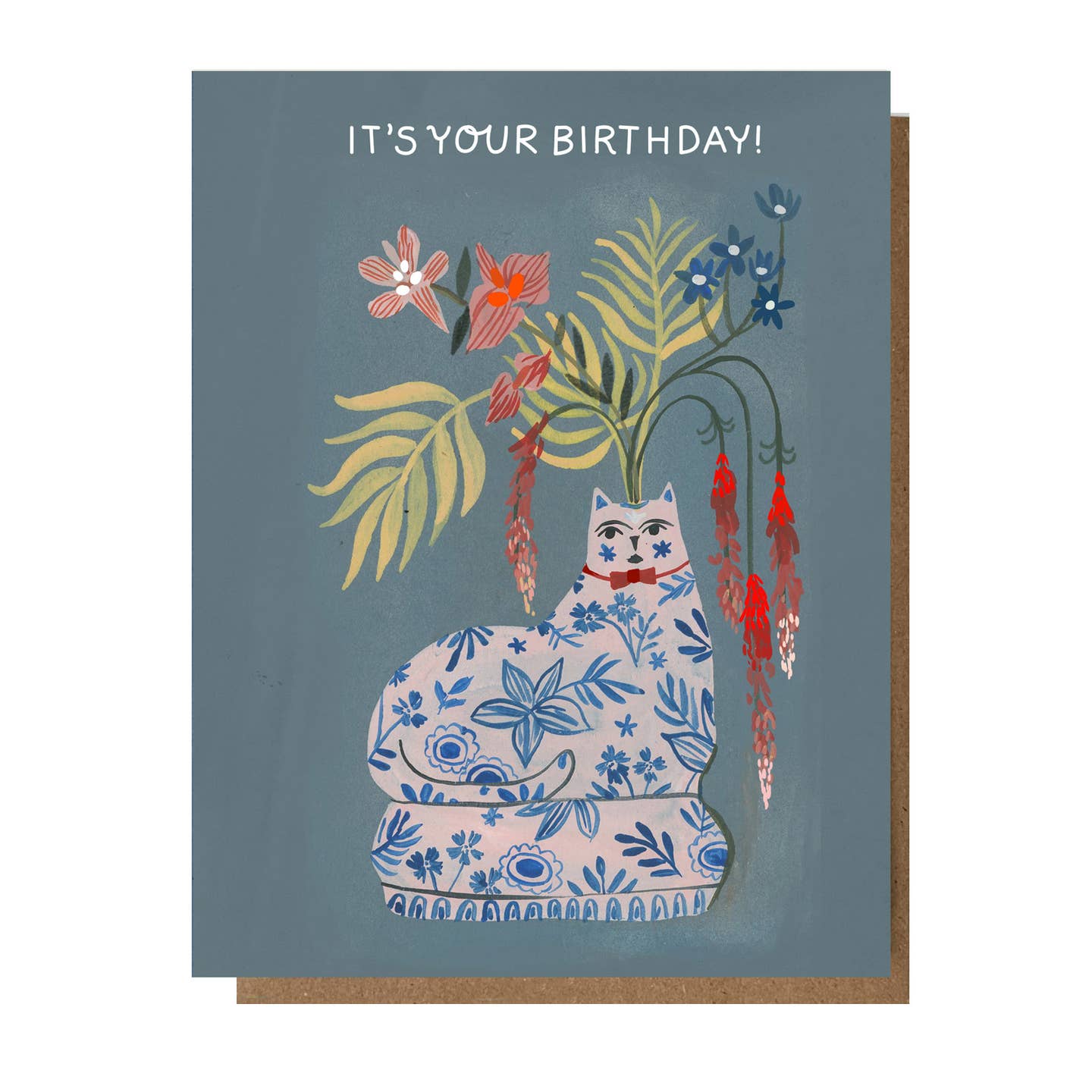 Porcelain Birthday Cat Greeting Card
