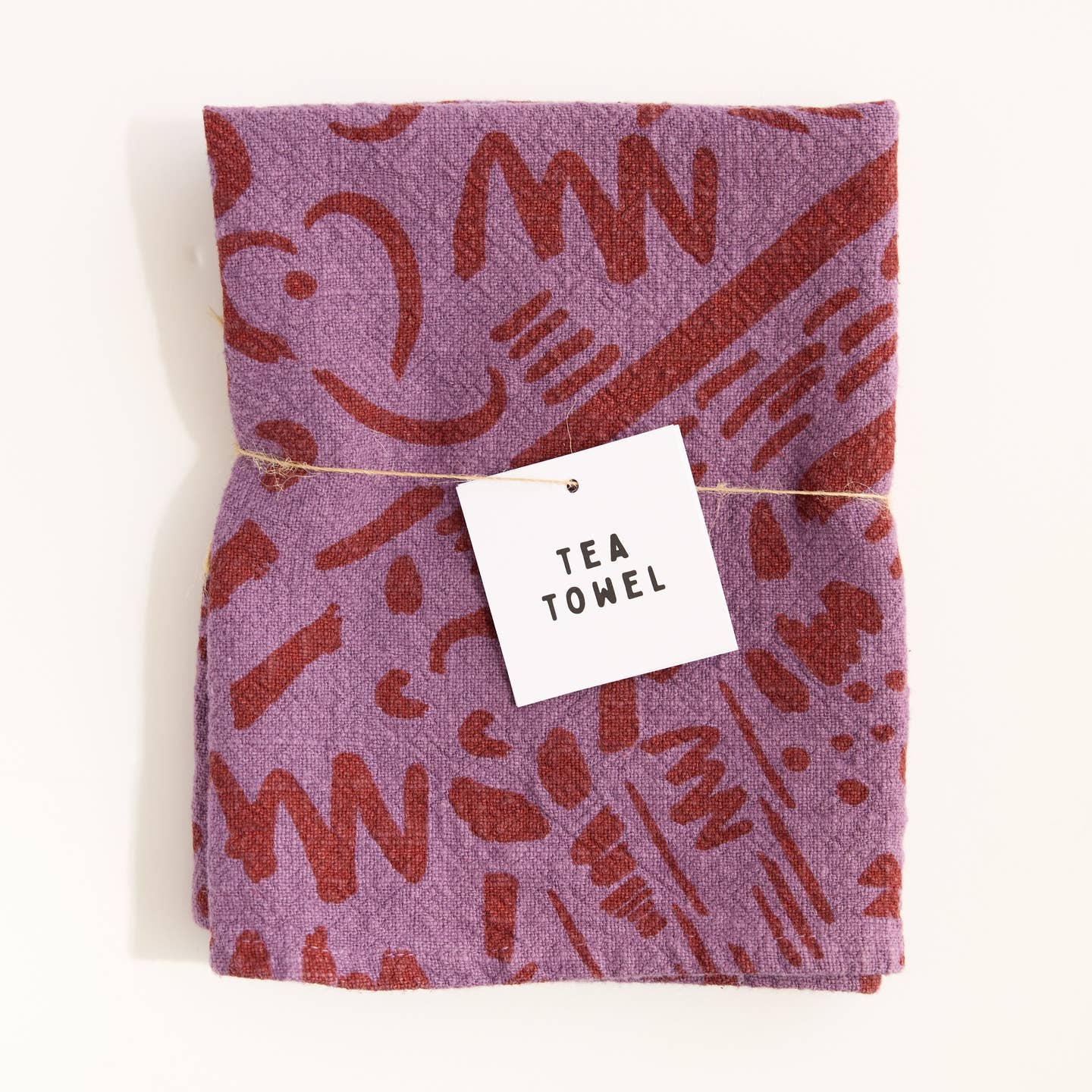 Dashes Tea Towel / Brick + Misty Mauve