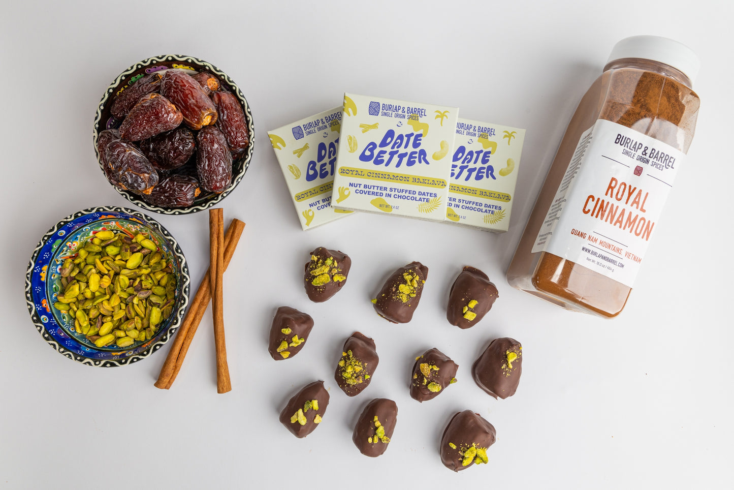 Dark Chocolate Covered Dates / Cinnamon Baklava