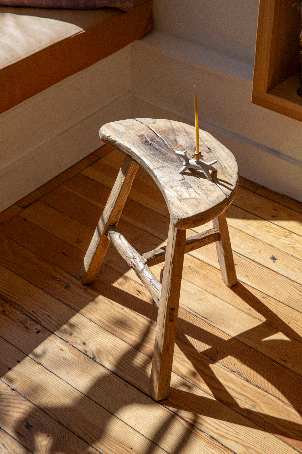 Antique Milking Stool - Half Moon