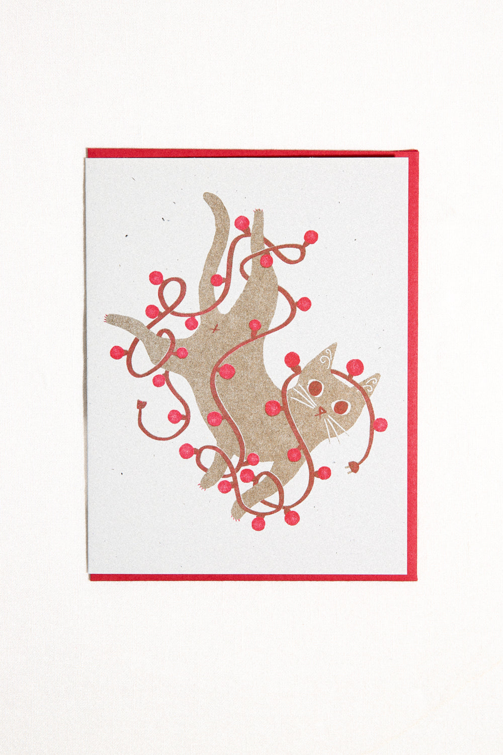 String Lights Cat Greeting Card