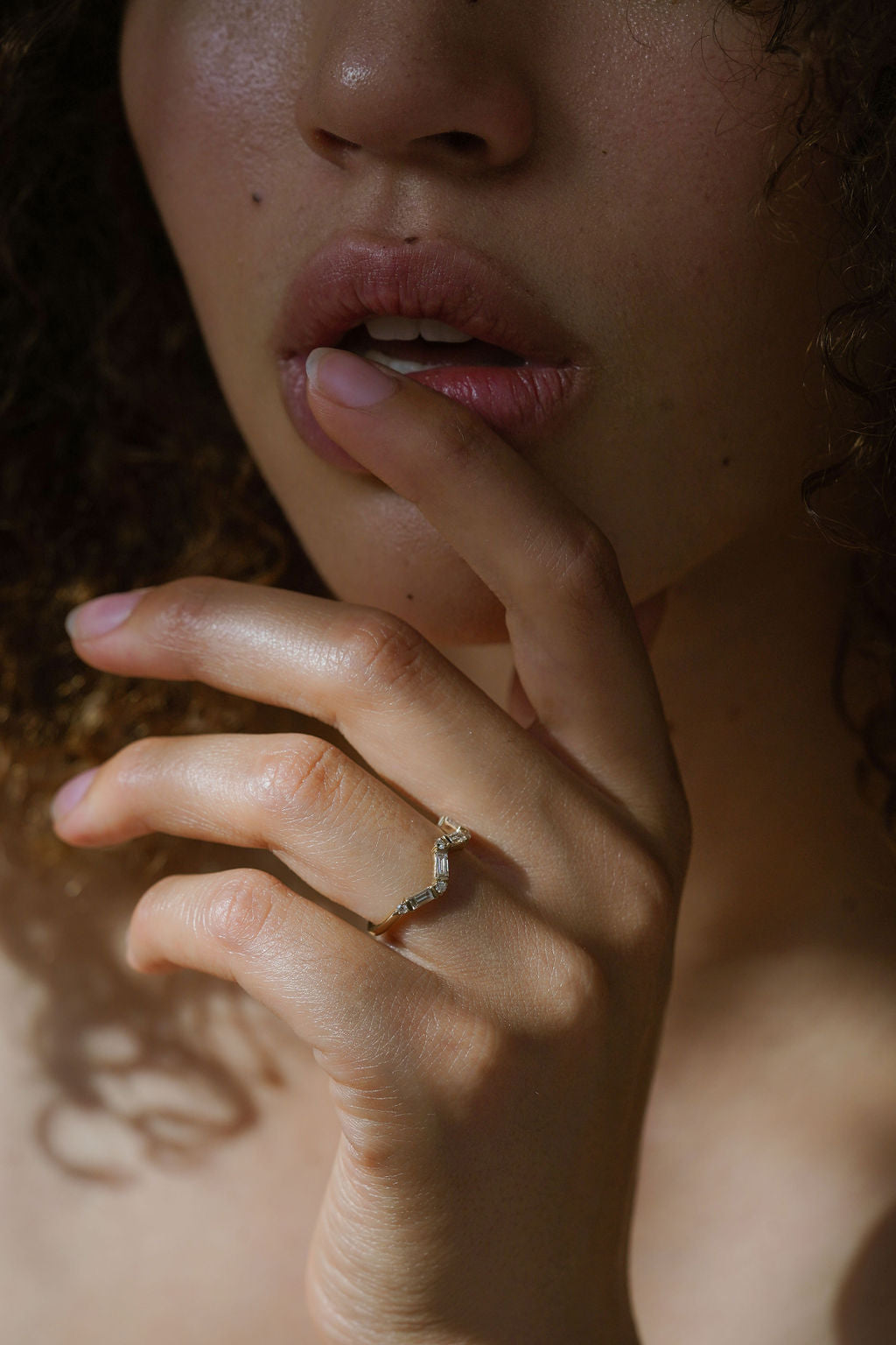 14K Gold Chevron Diamond Ring