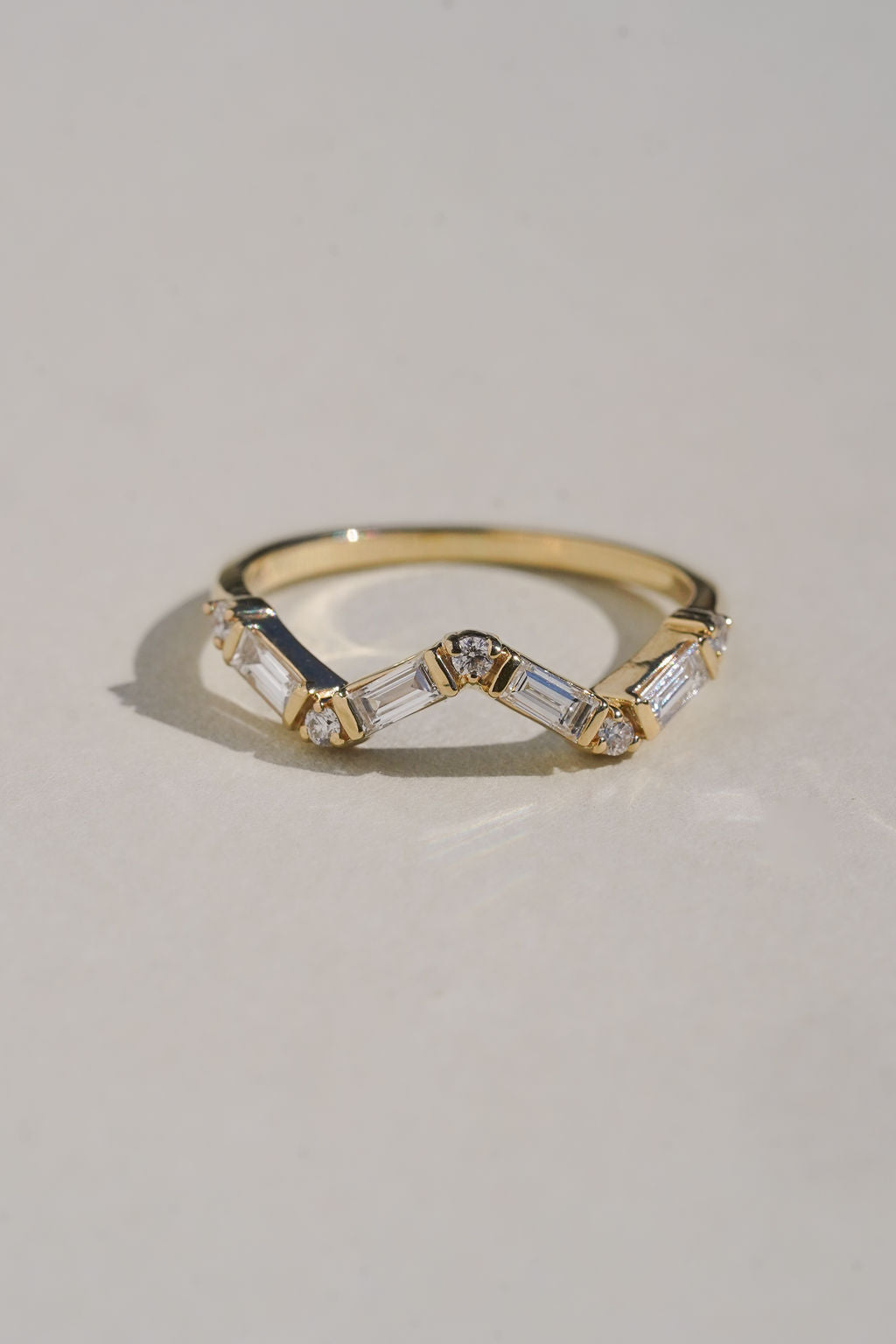14K Gold Chevron Diamond Ring