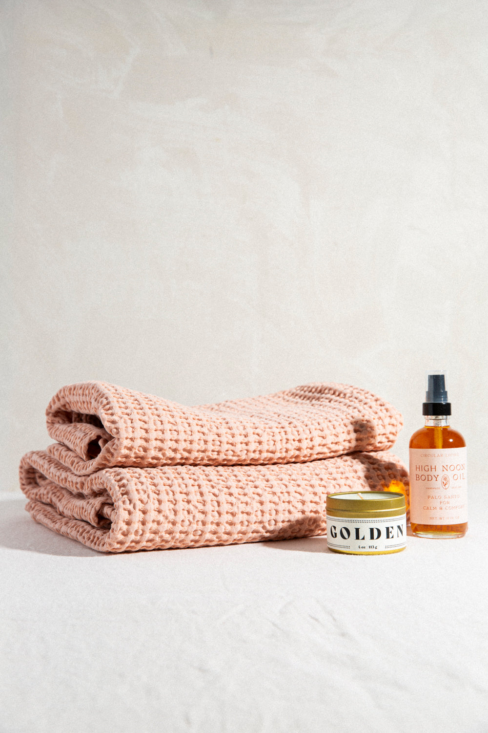 Cotton Waffle Weave Towel / Blush