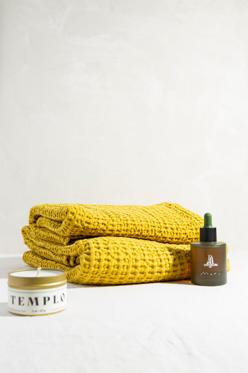 Cotton Waffle Weave Towel / Mustard