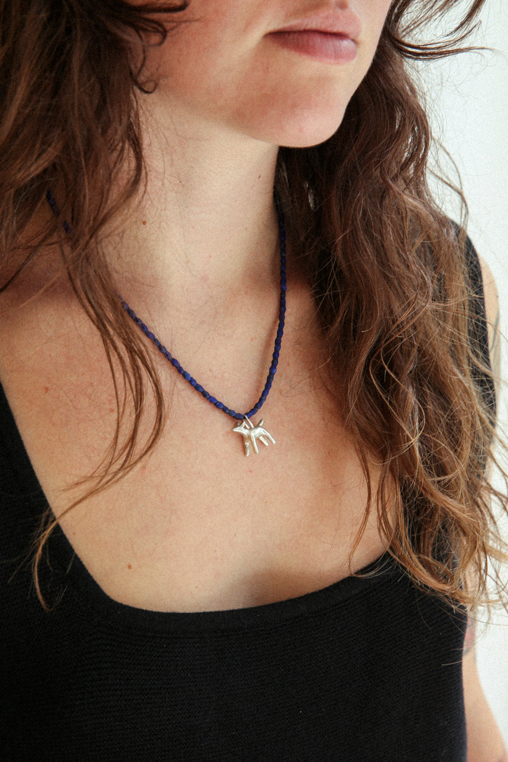 Beau Necklace - Sterling Silver & Lapis Beads