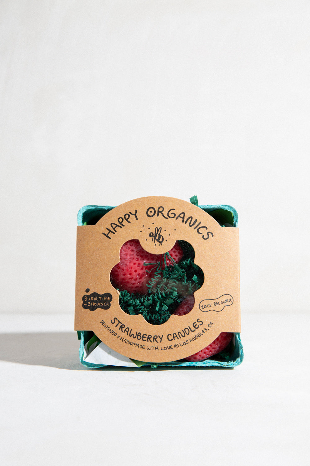 Large Strawberry Beeswax Candle Pair