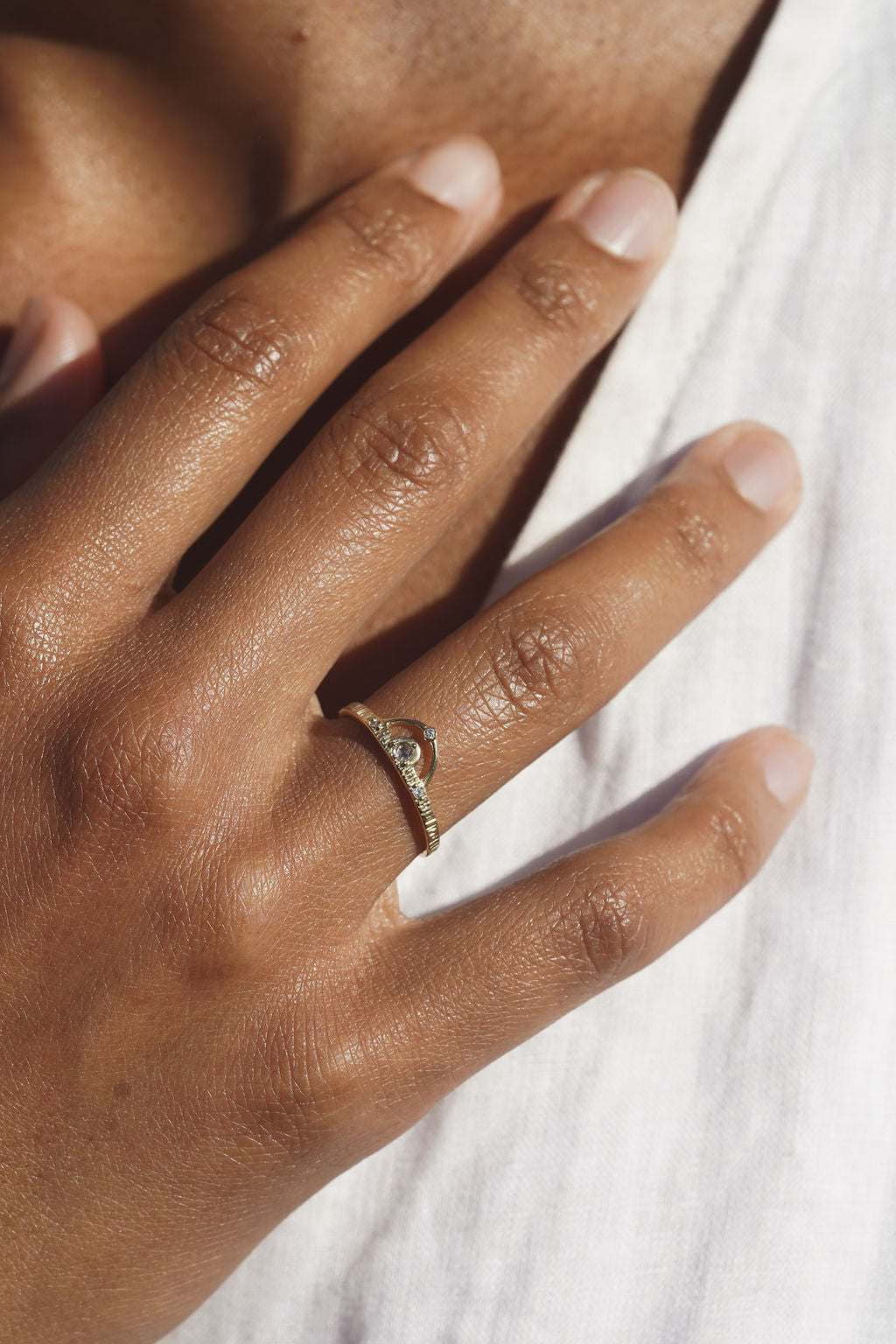 Moon and North Star Ring / 14K Gold