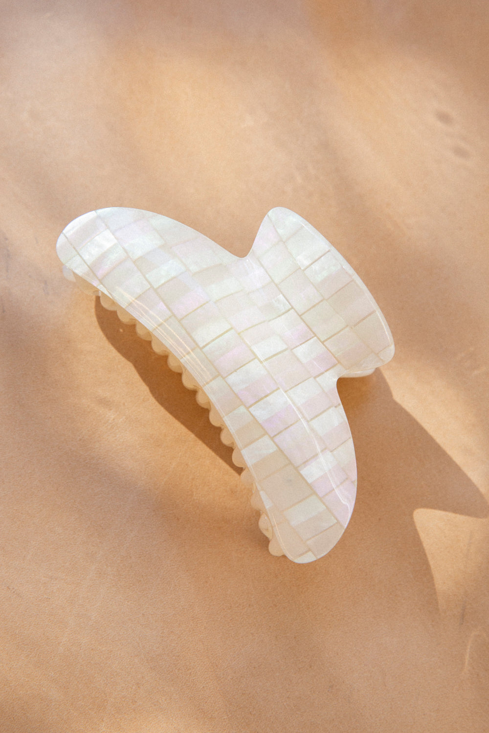 Checkered Opalite Shell Hair Clip