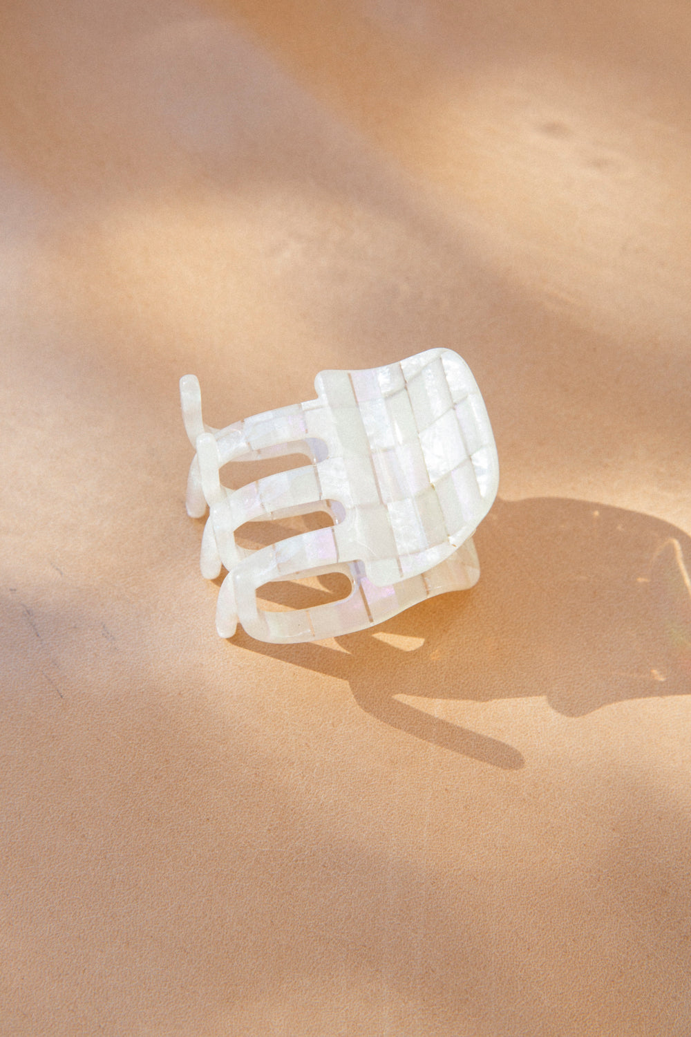 Checkered Opalite Shell Hair Clip