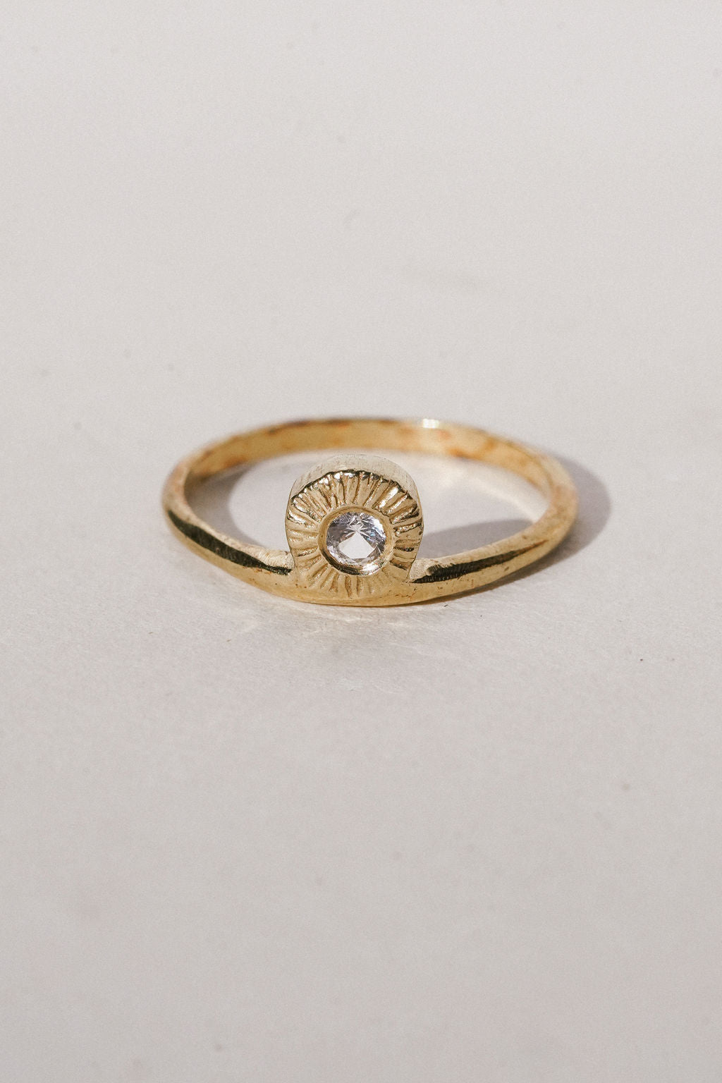 Side Solitaire Ring - Solid 14K Gold