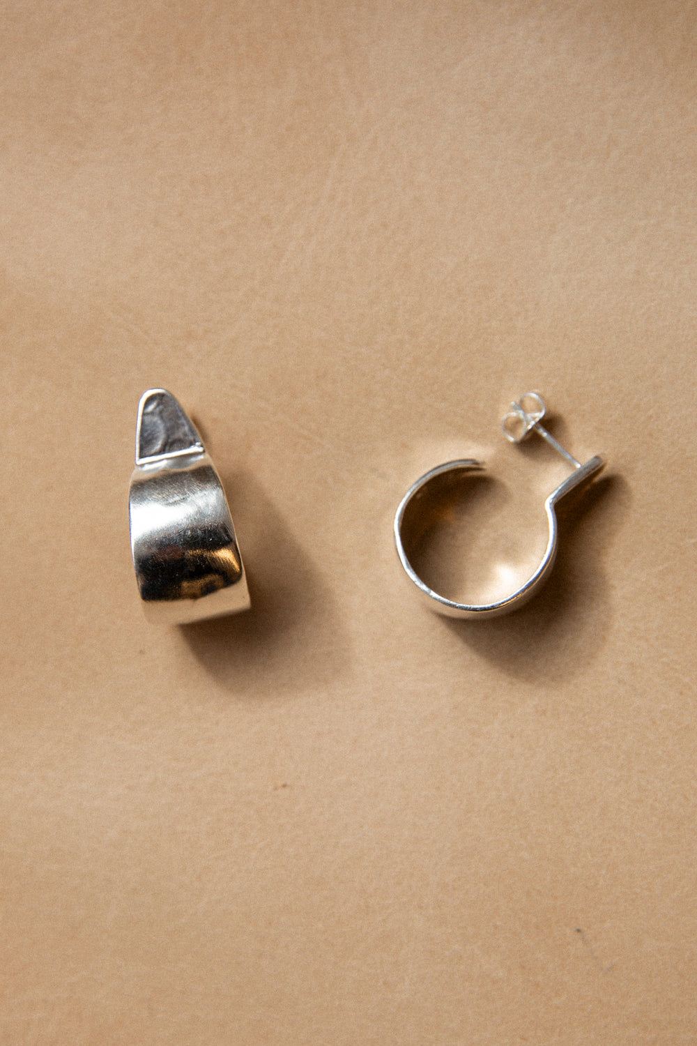 Shield Hoops - Sterling Silver