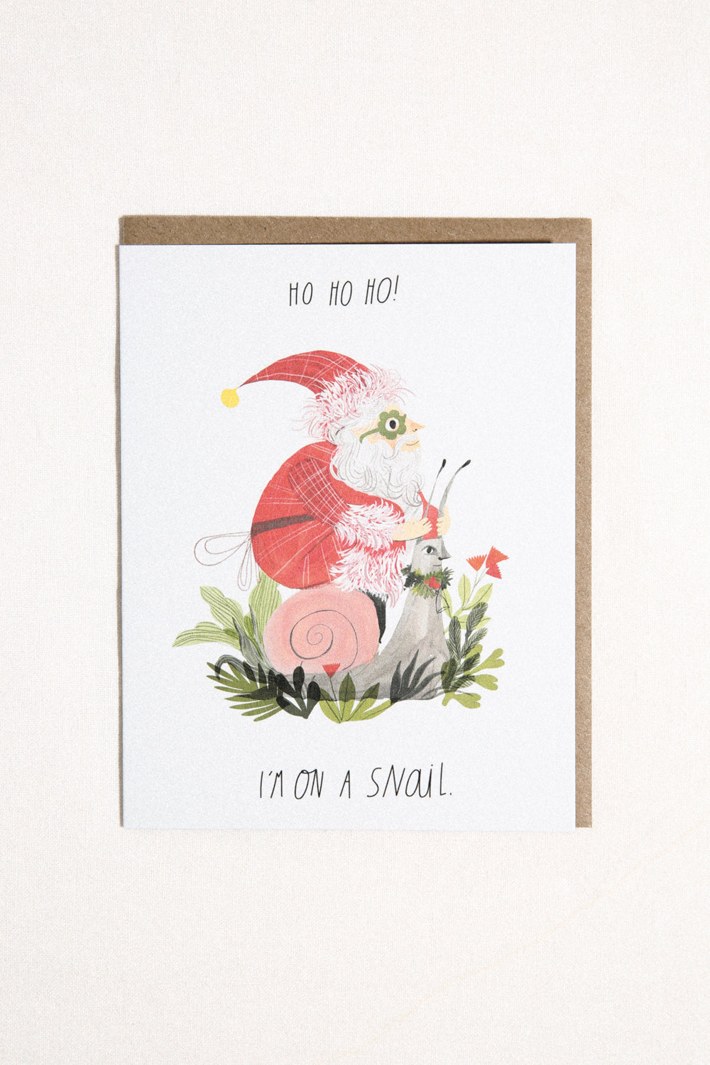 Santa on a Snail Greeting Card