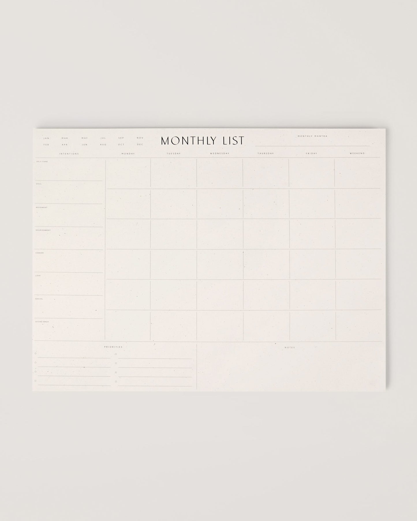 Monthly List Notepad