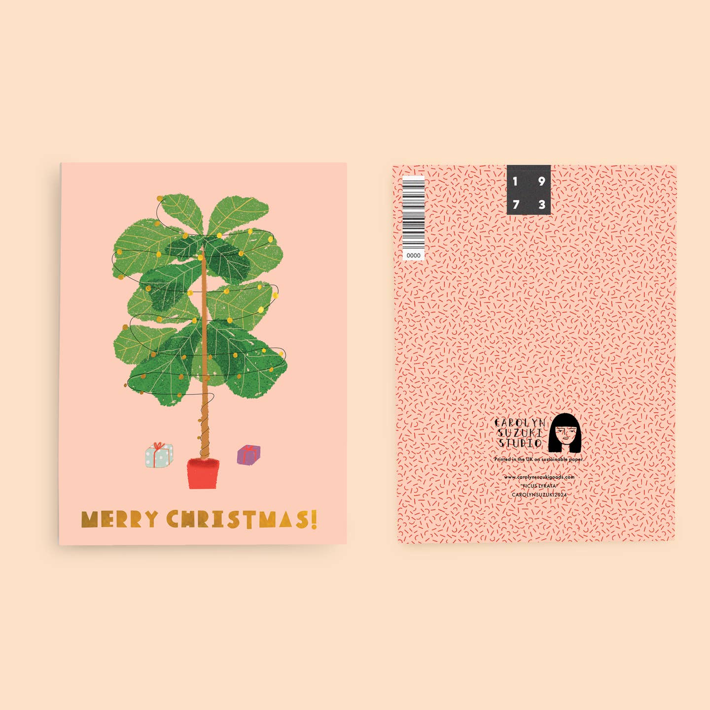 Christmas Ficus Tree Greeting Card