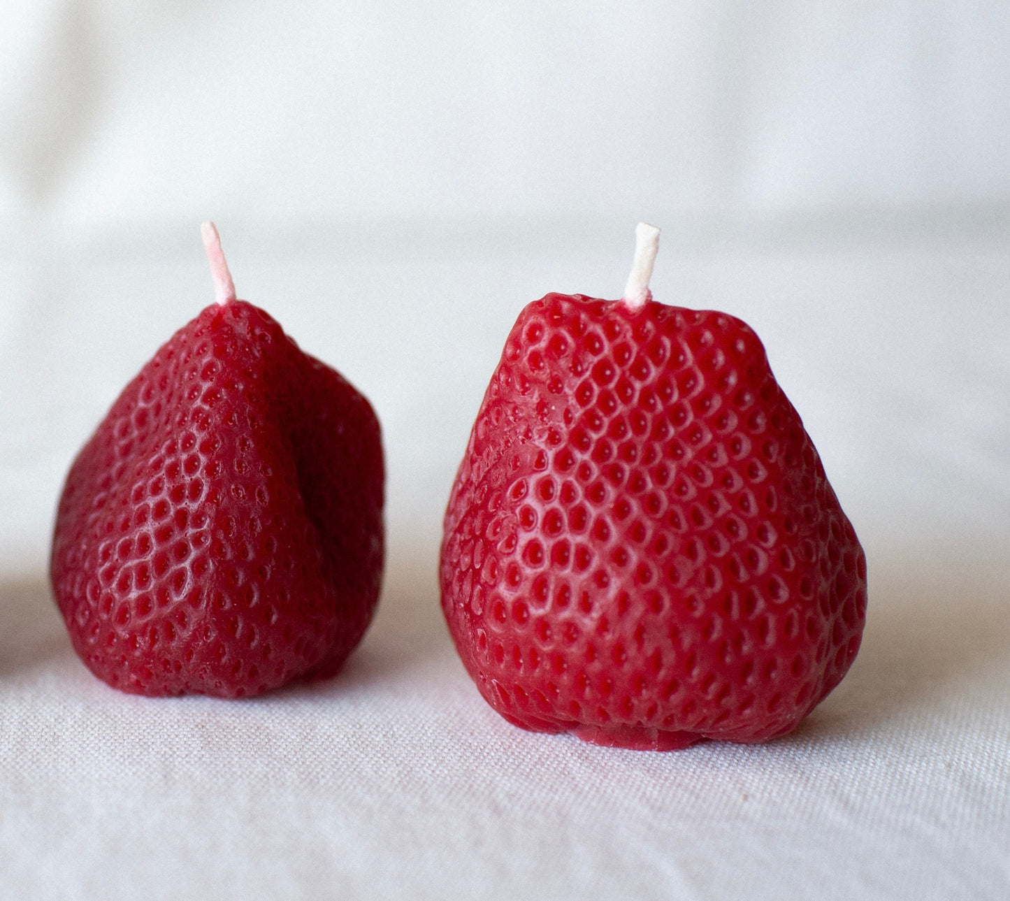 Large Strawberry Beeswax Candle Pair