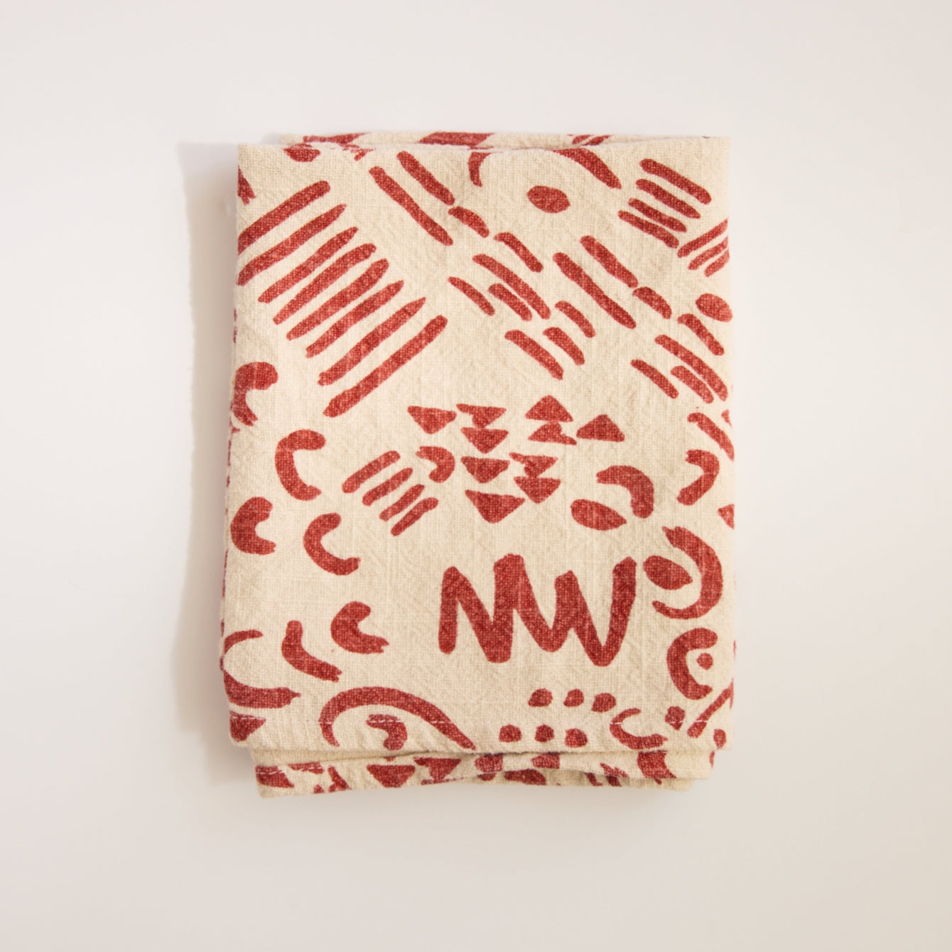 Dashes Tea Towel / Brick + Cream
