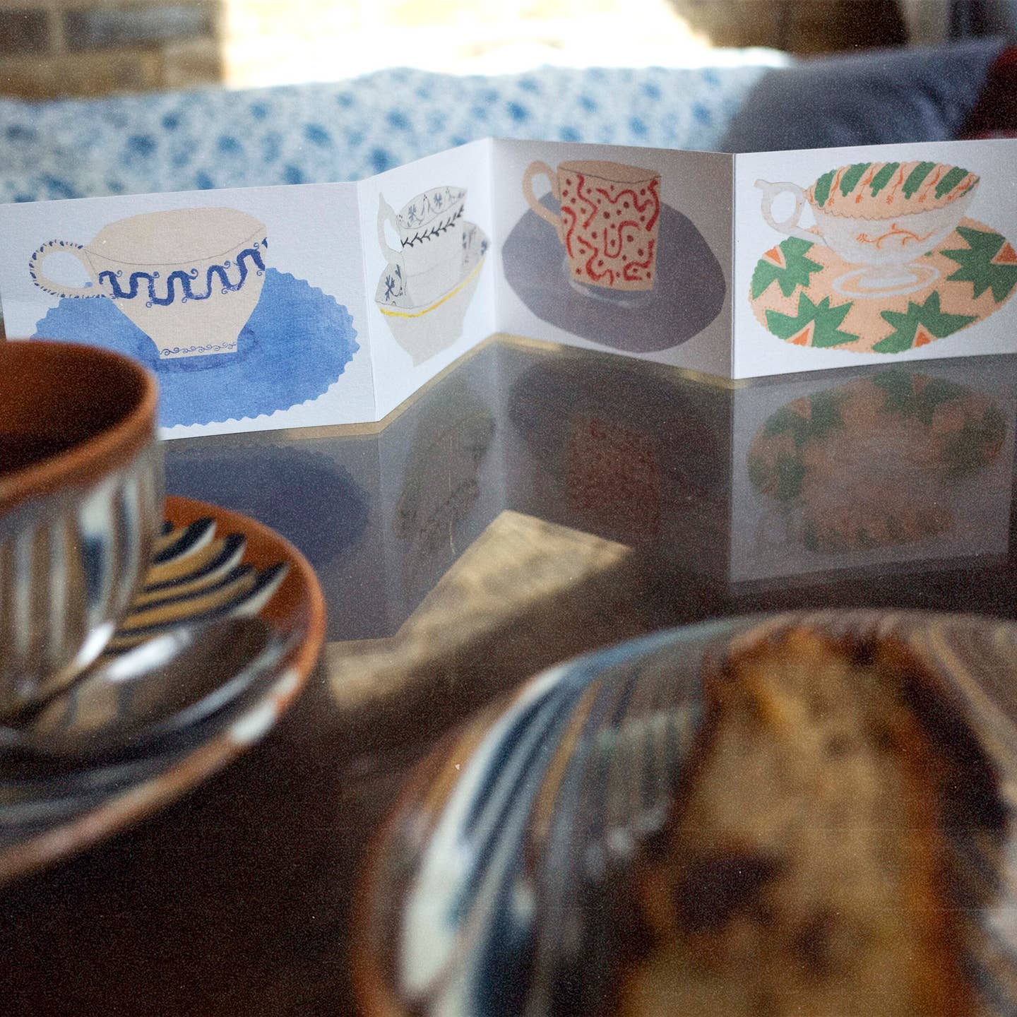 Teacups Concertina Greeting Card