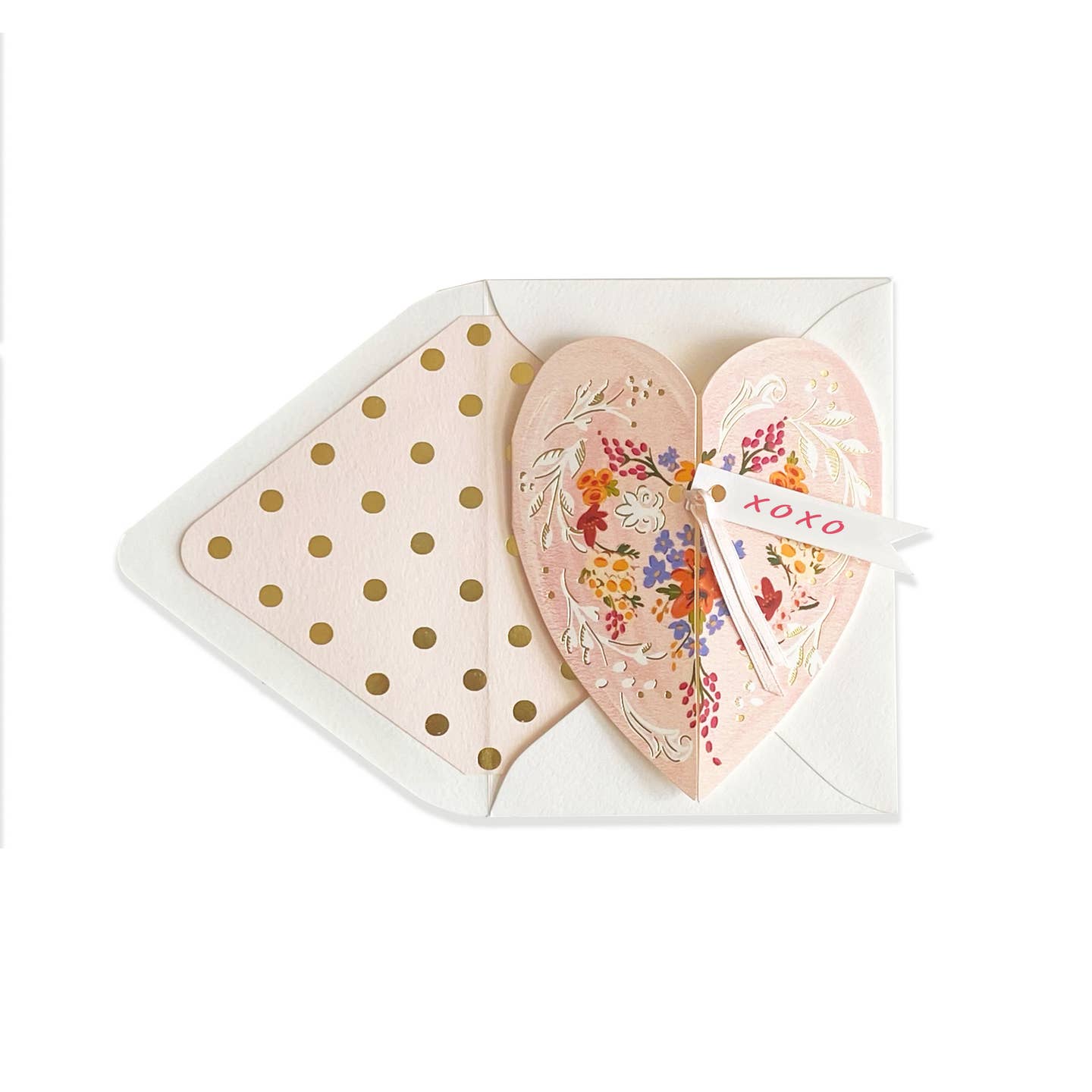 Pink Folding Heart Greeting Card