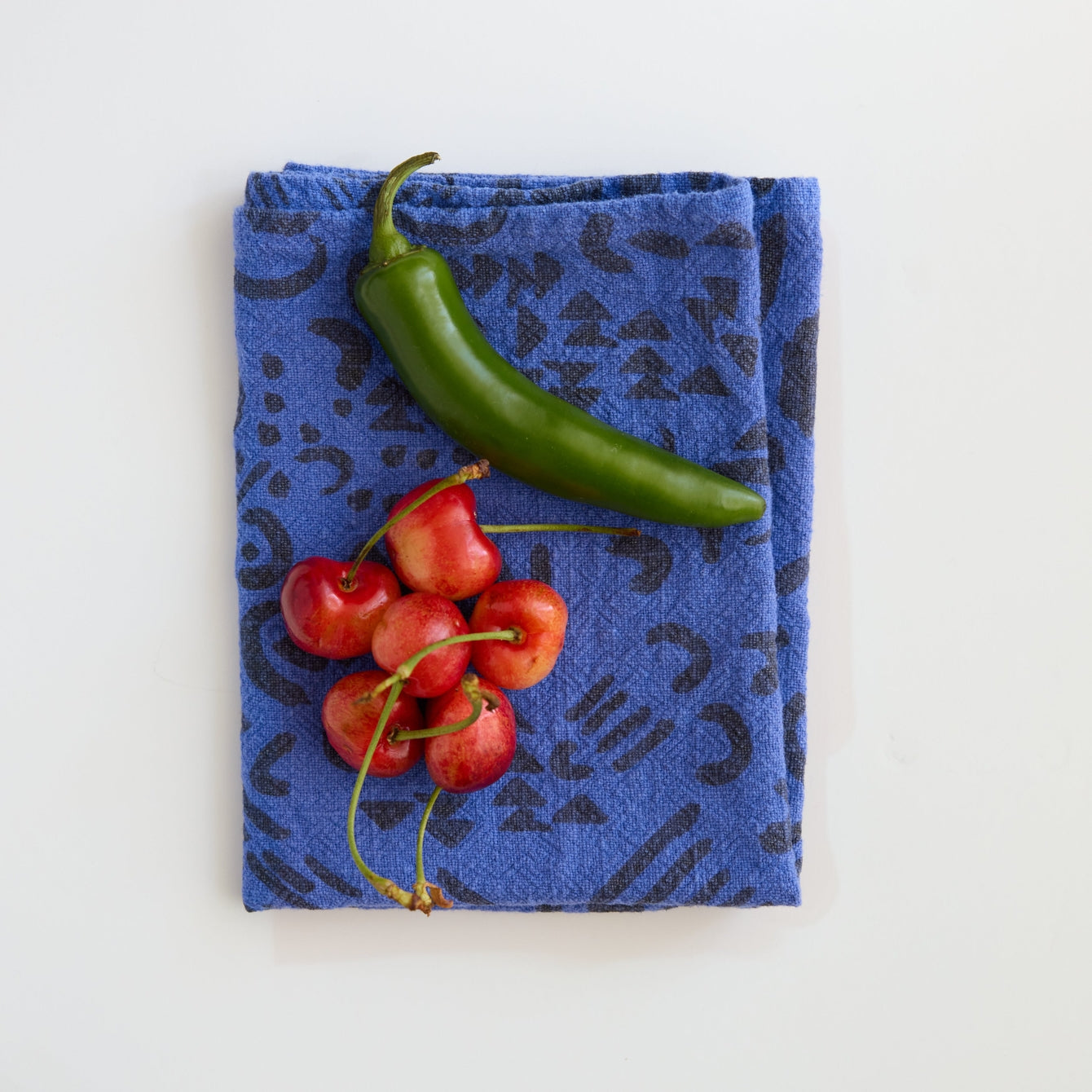 Dashes Tea Towel / Charcoal + Amparo Blue