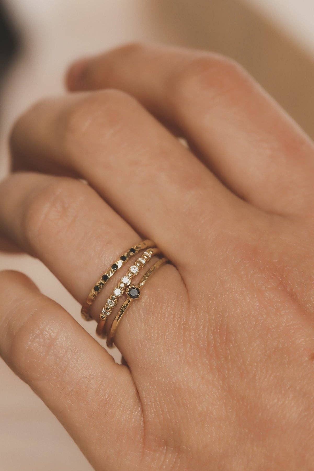 Dainty Black Diamond Ring