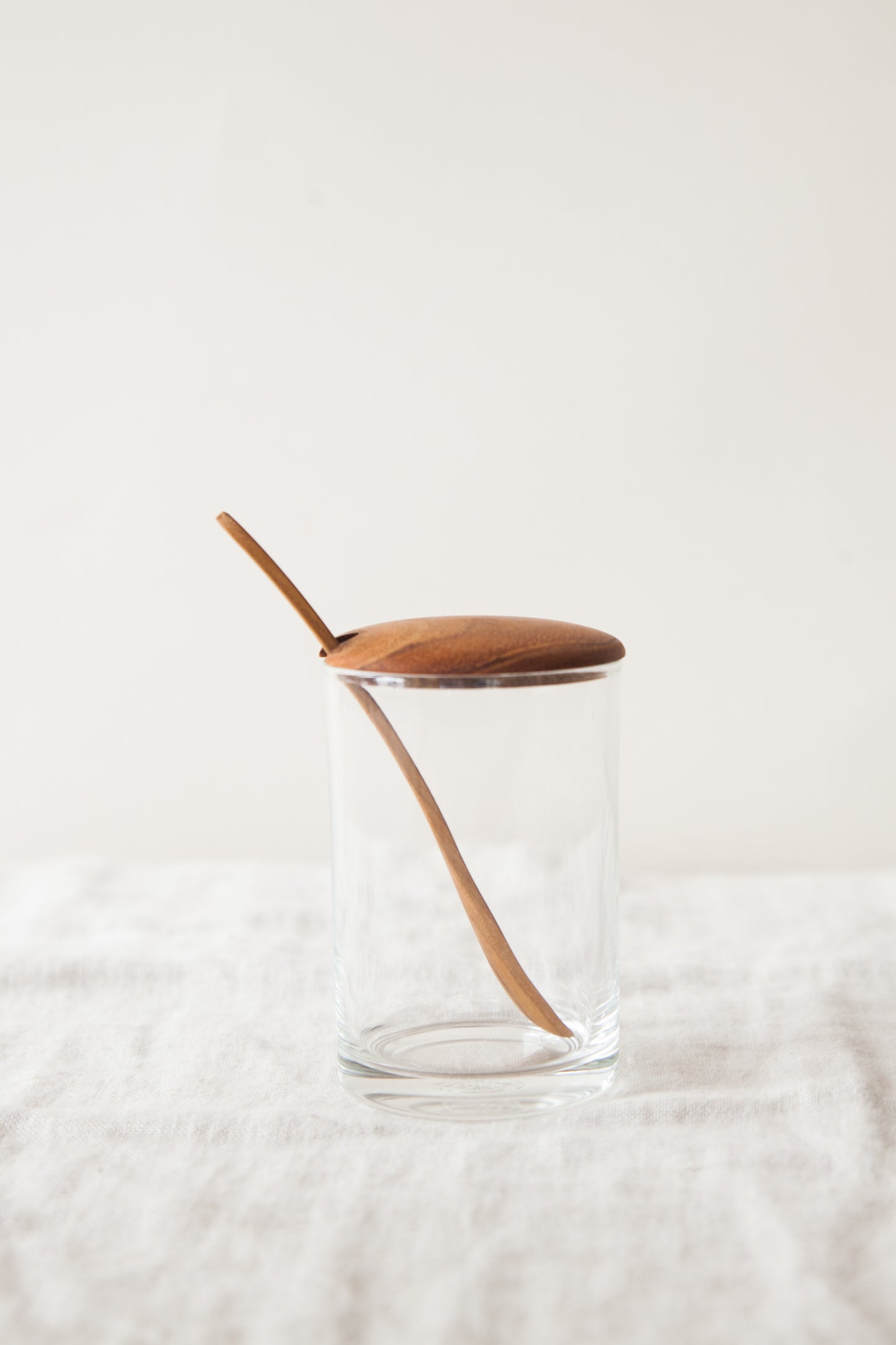 Glass + Teak Sugar Jar