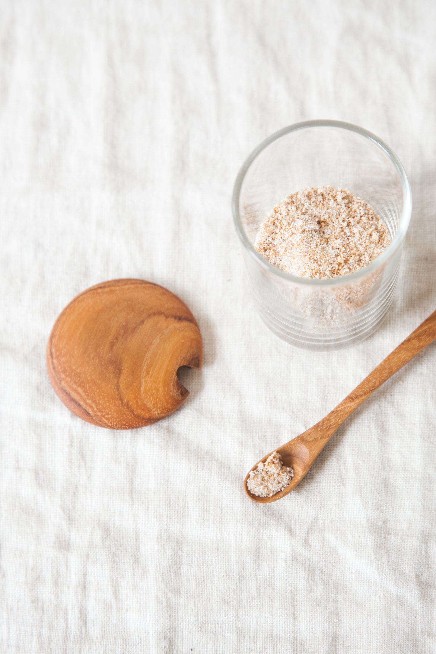 Glass + Teak Sugar Jar
