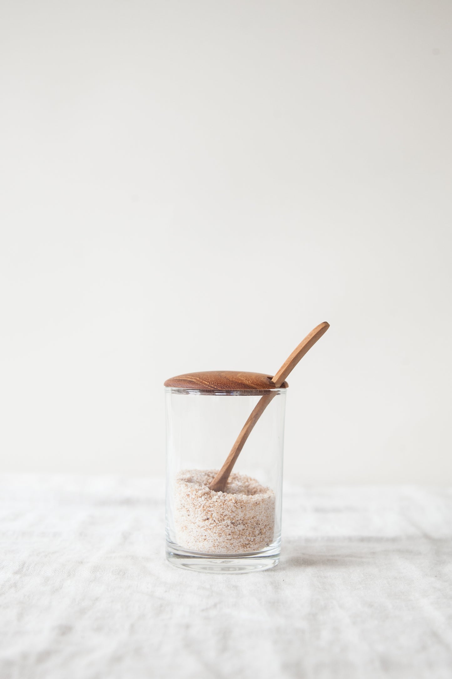 Glass + Teak Sugar Jar