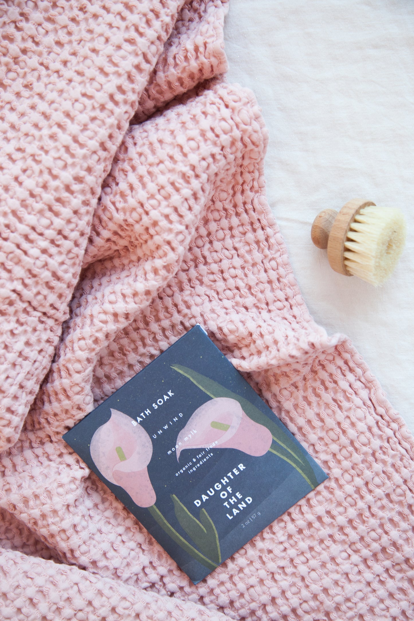 Cotton Waffle Weave Towel / Blush
