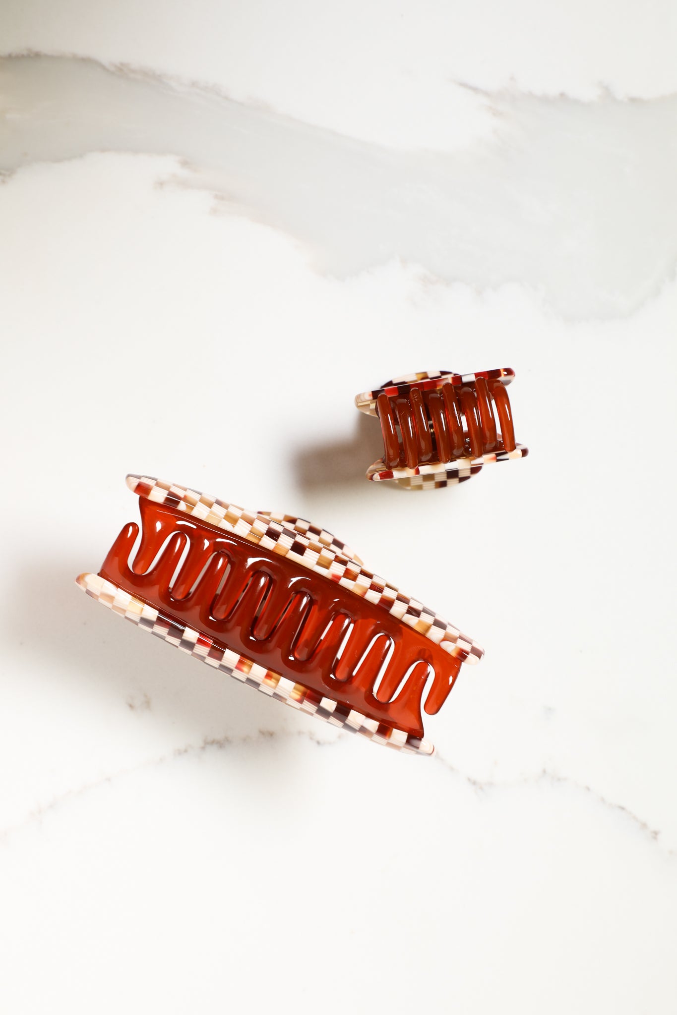 Checkered Tortoise Hair Clip