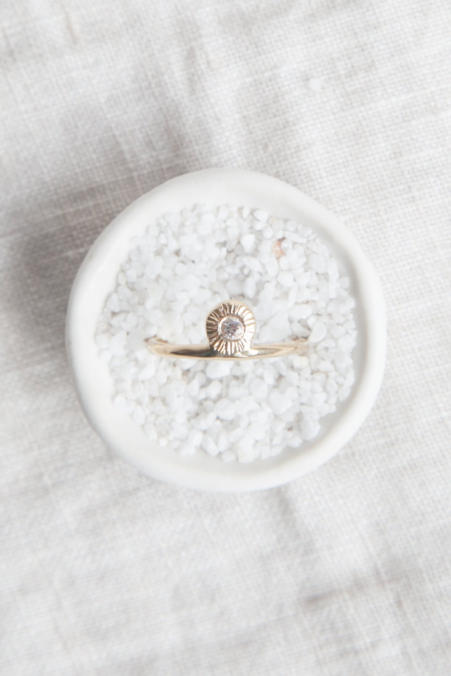 Side Solitaire Ring - Solid 14K Gold