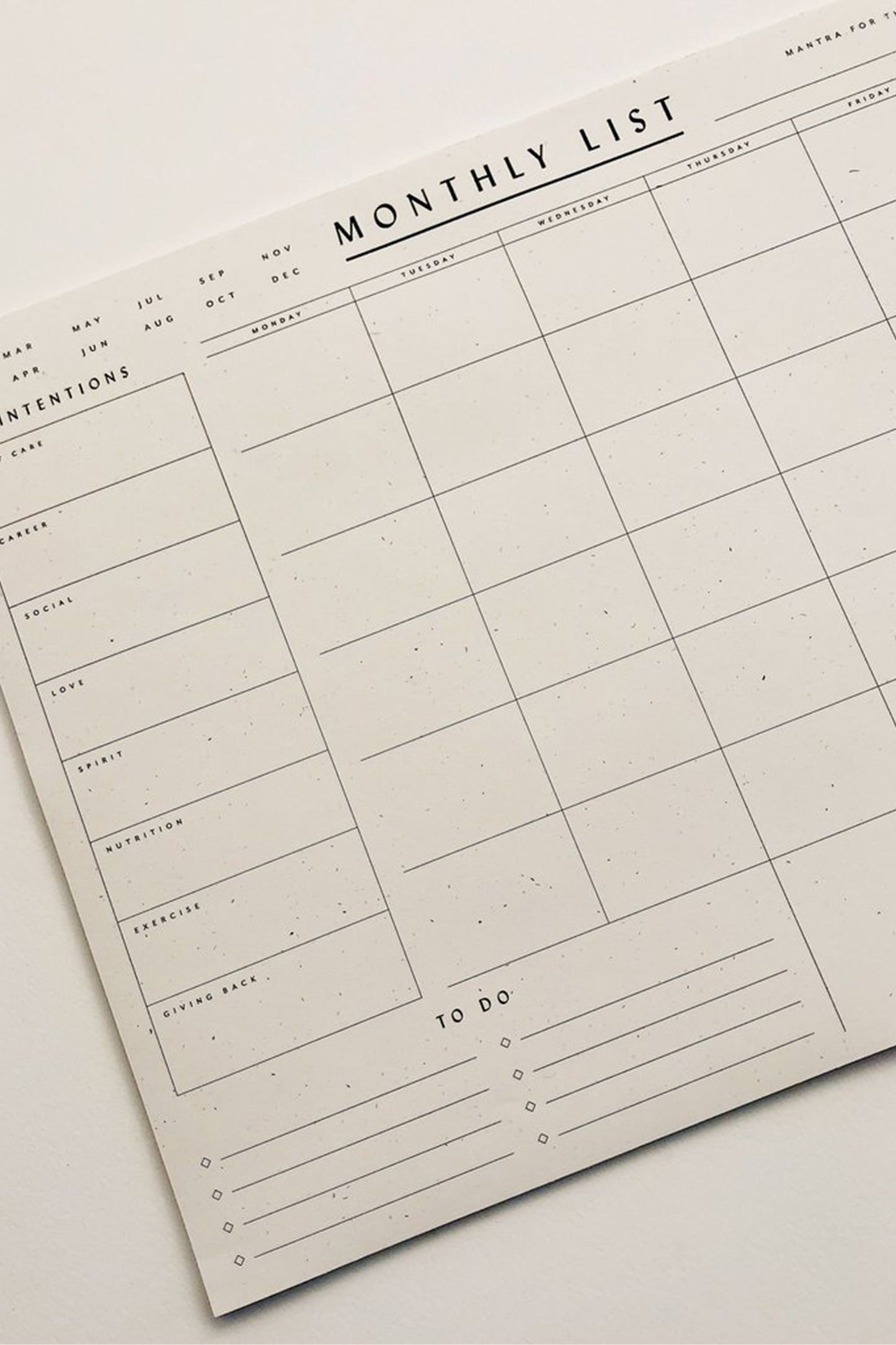 Monthly List Notepad