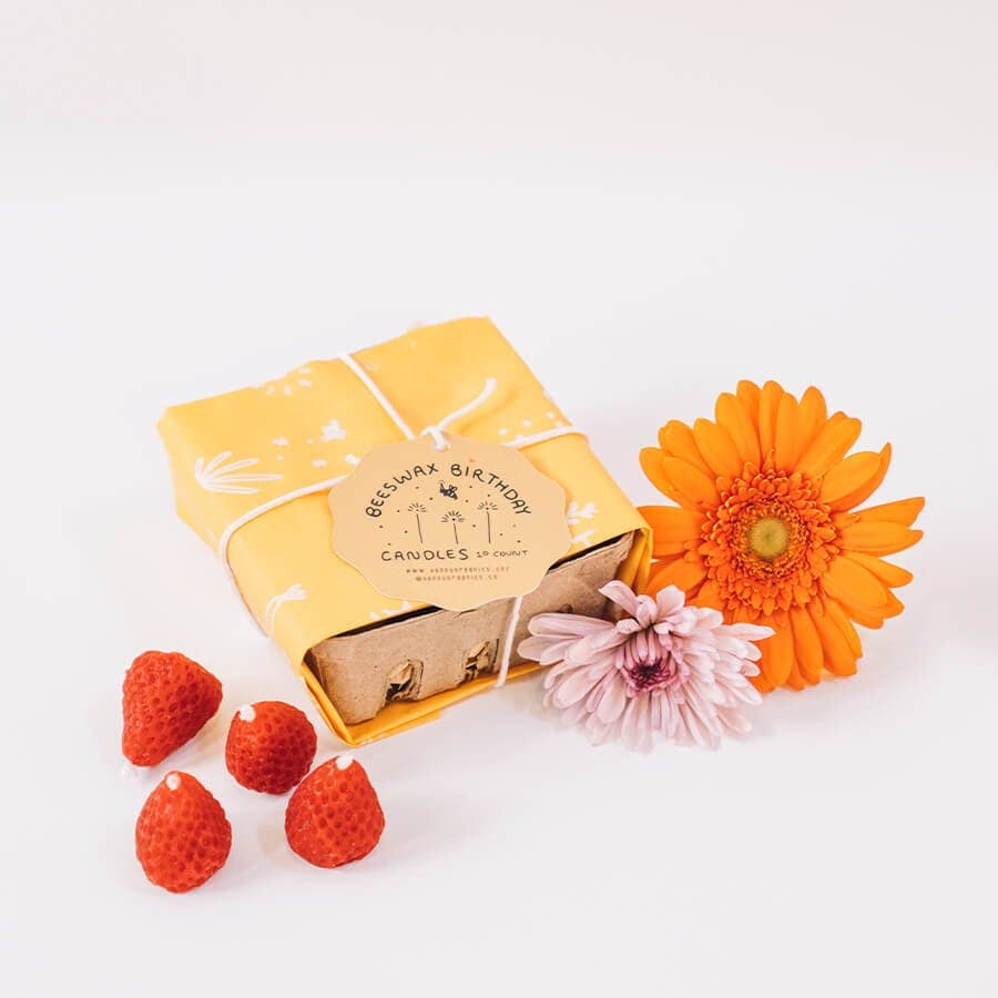 Mini Strawberry Beeswax Candles